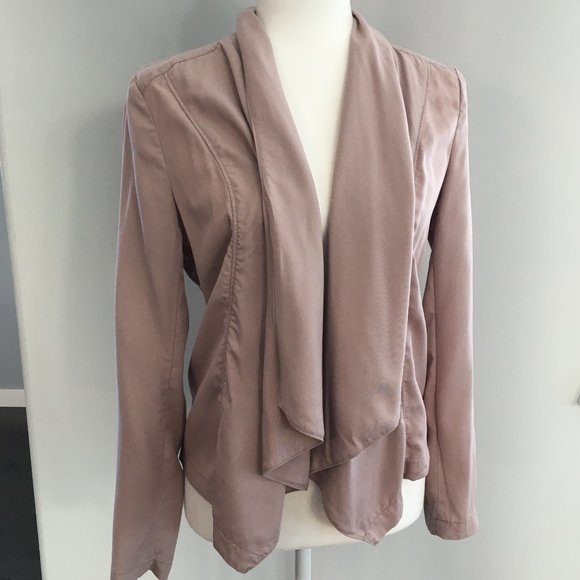 Express Taupe Drape Front Open Light Jacket - Picture 1 of 9